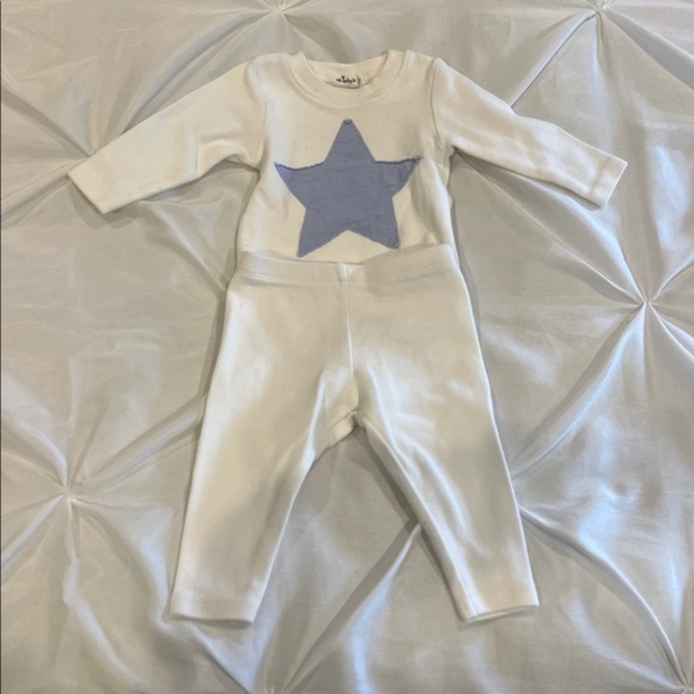 White Oh Baby Set with Blue Star size 0/3 month